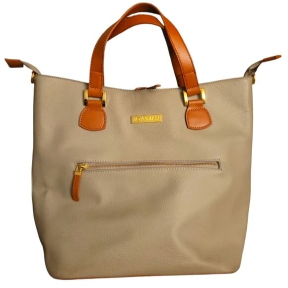 JOY & IMAN Alexandria Leather Twork travel tote bag in Taupe - Picture 9 of 9